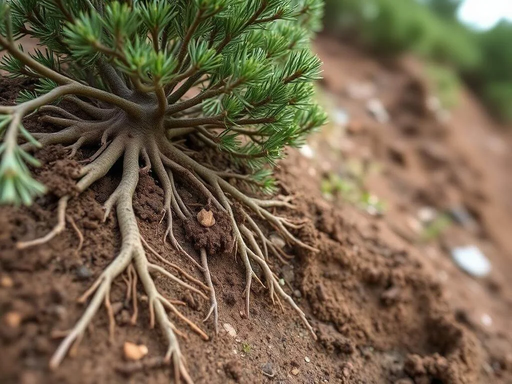 Juniper stabilizing soil for landscape erosion control