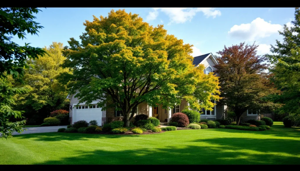 Landscaping trees enhancing curb appeal and providing shade	