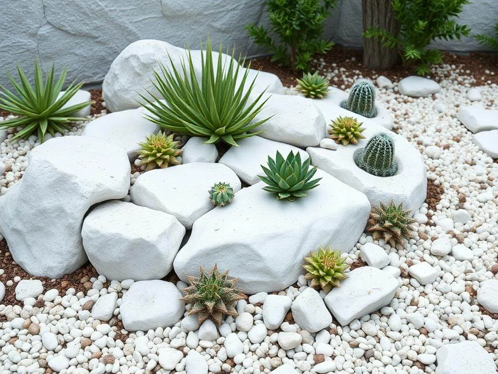 Minimalist White Stone Rock Garden	