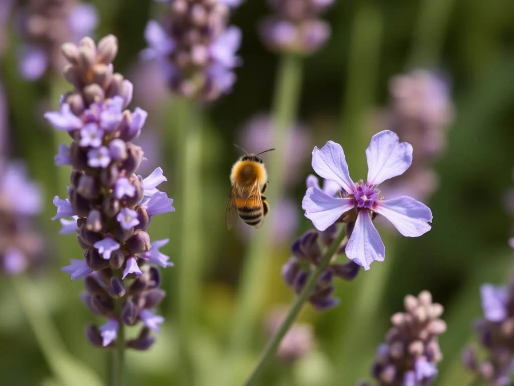 Lavender flowers attracting pollinators in the garden	