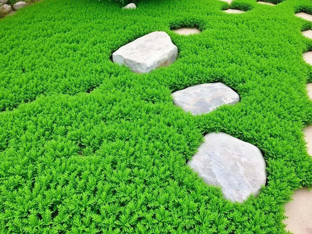 Creeping juniper as a ground cover in landscaping