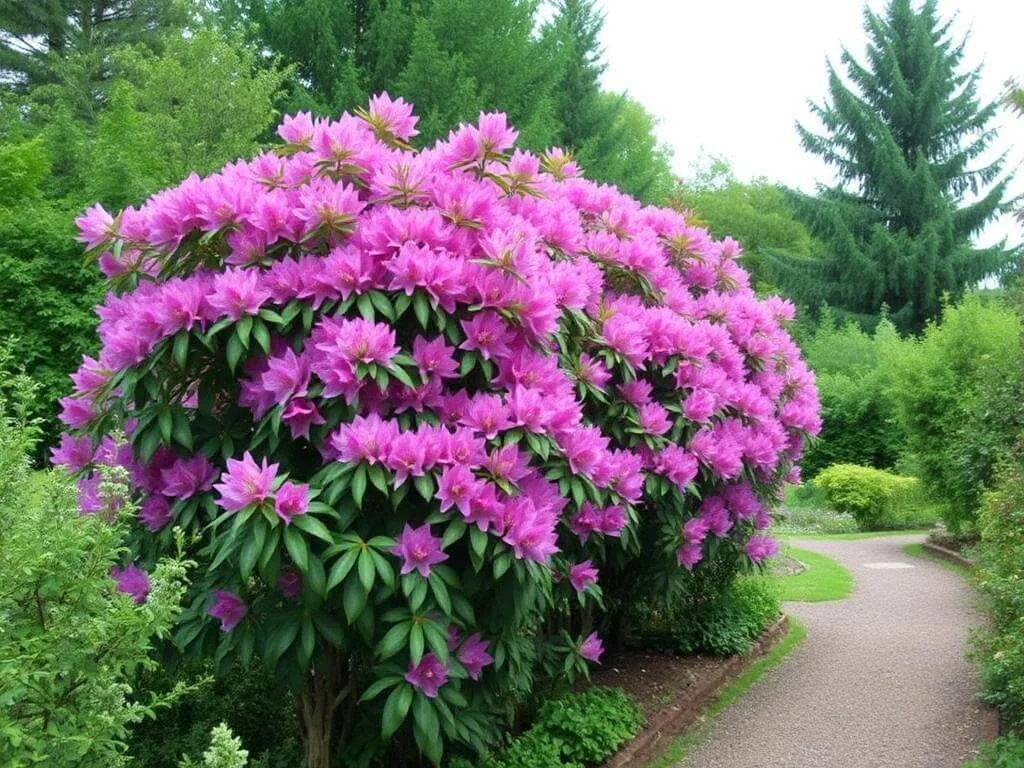 Rhododendron privacy screen landscaping