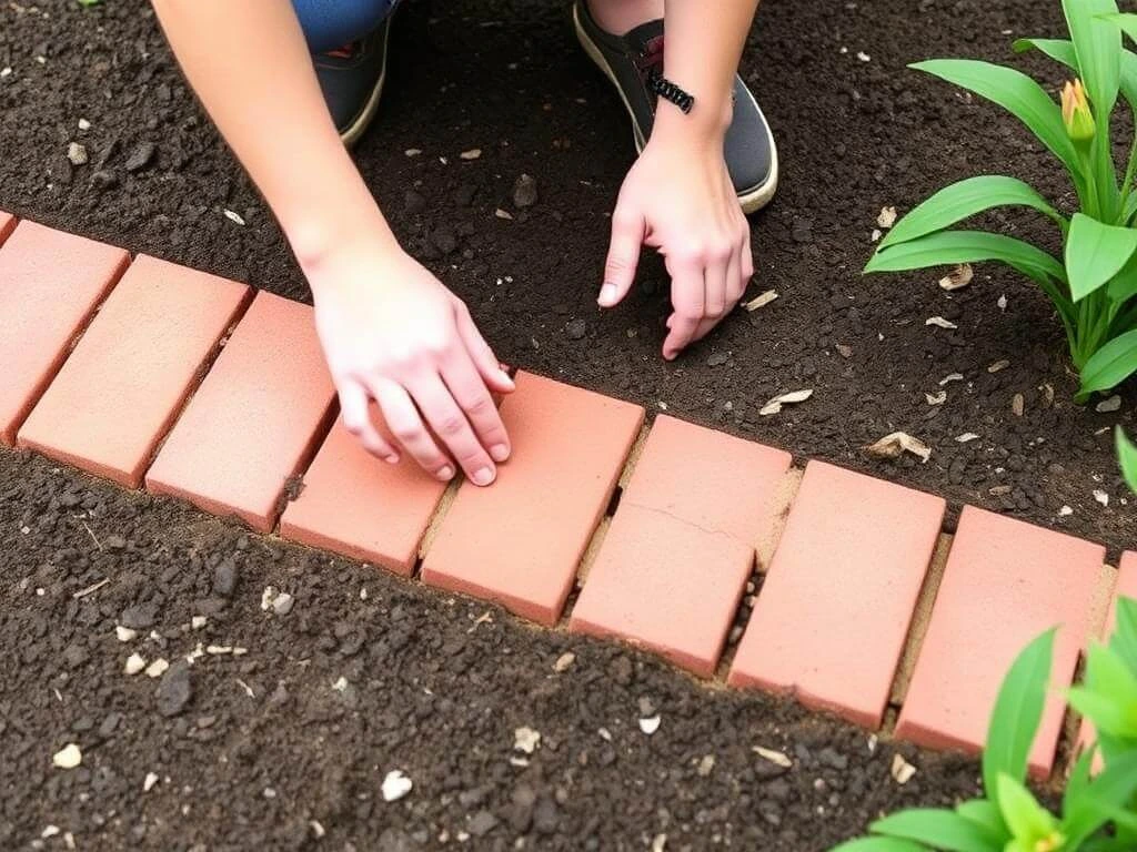 Laying Landscaping Bricks for Garden Edges	