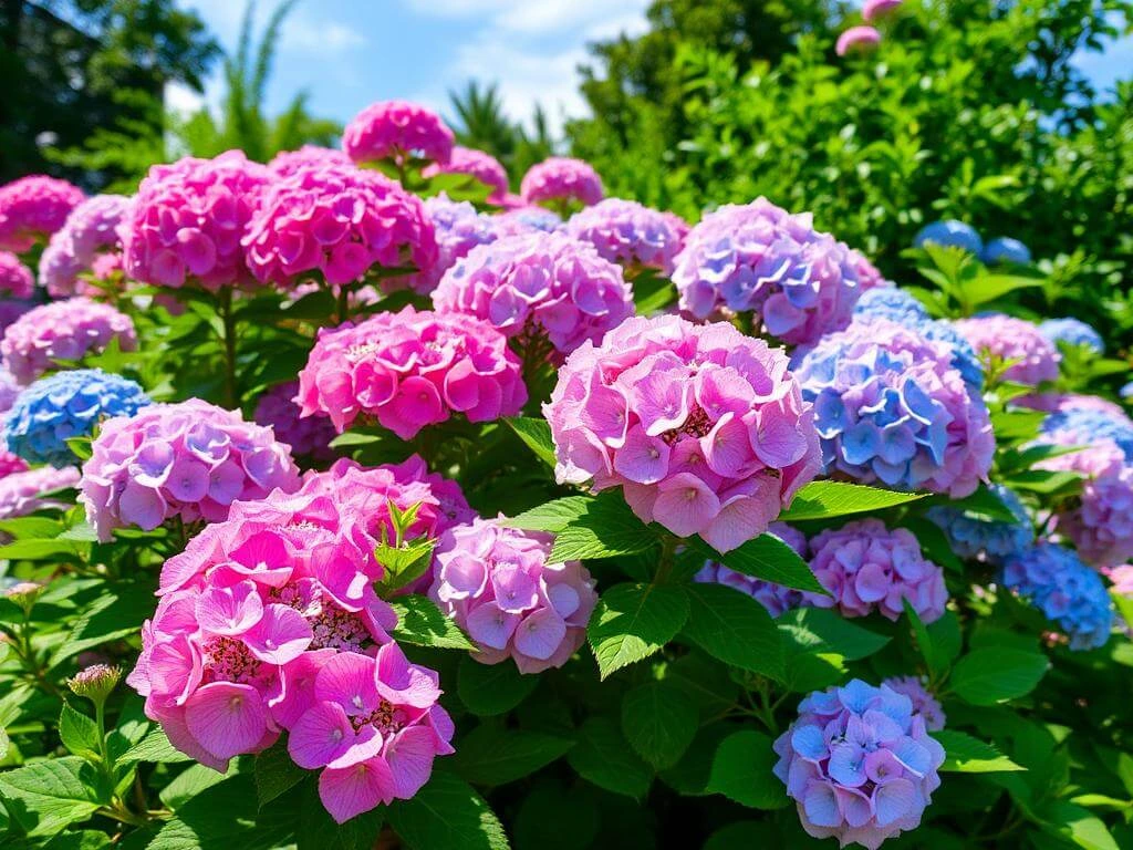 Vibrant hydrangea landscape uses in summer