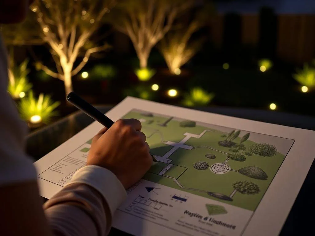 Designing a landscaping lighting plan for a garden.	