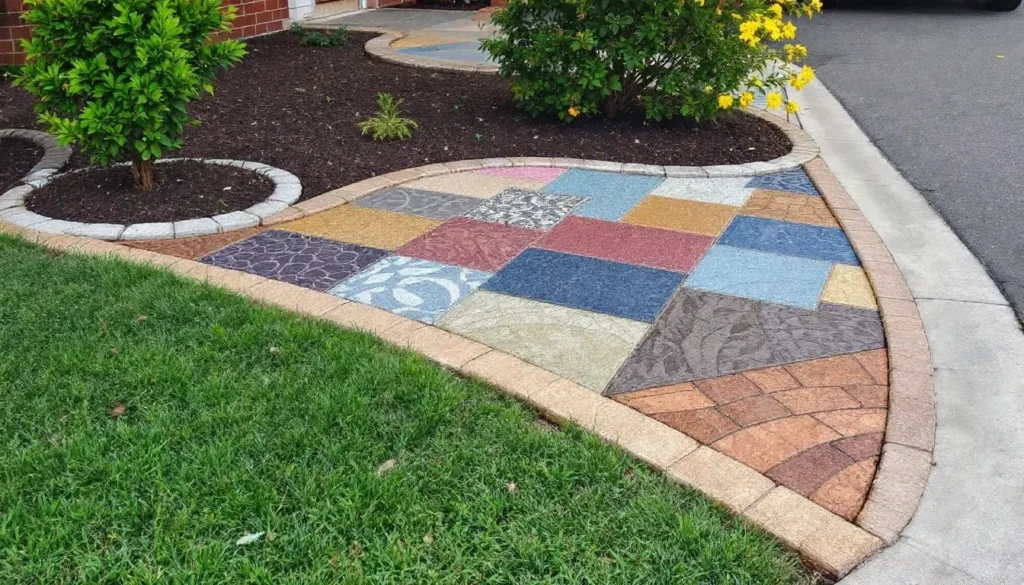 Stamped and colored concrete curbing designs