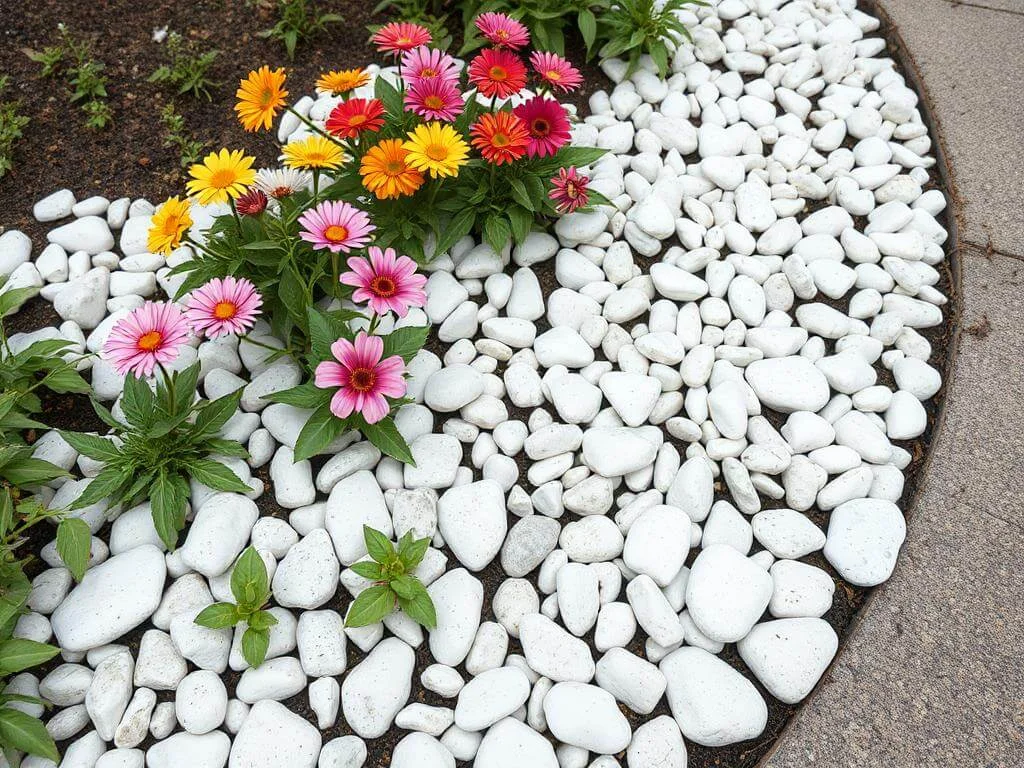 White Stone Flower Bed Mulch	