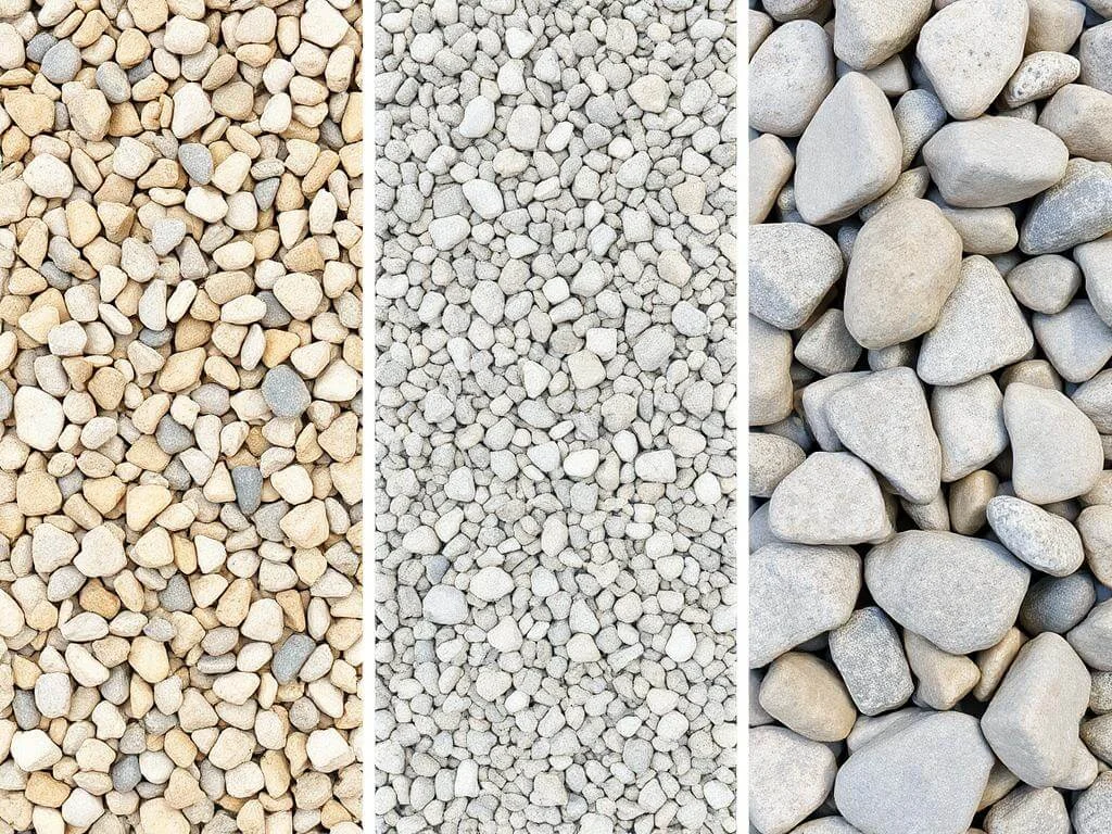 Various types of gravel rock.	