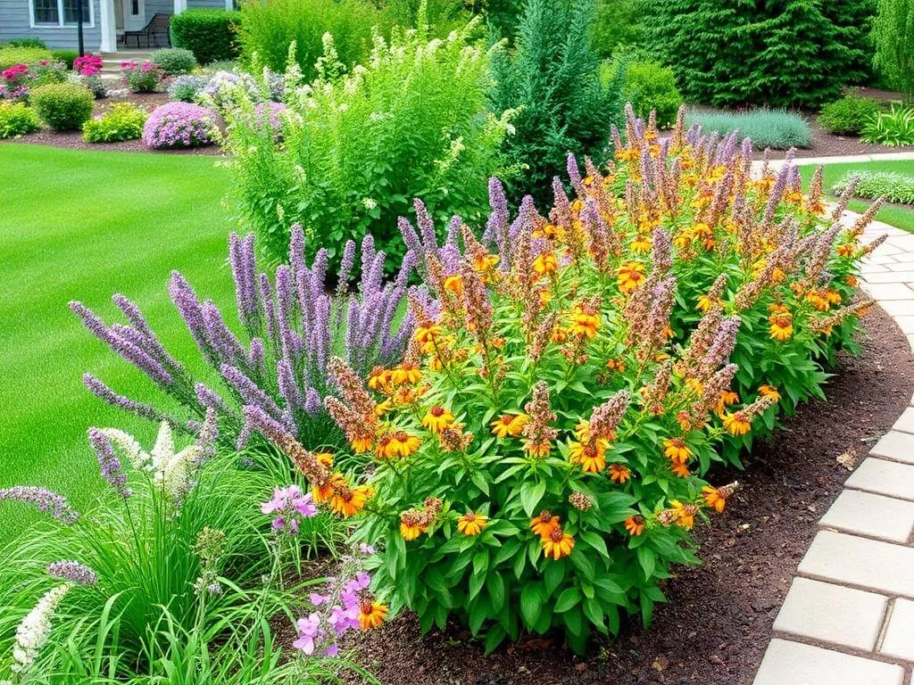 Butterfly bushes as garden borders.	