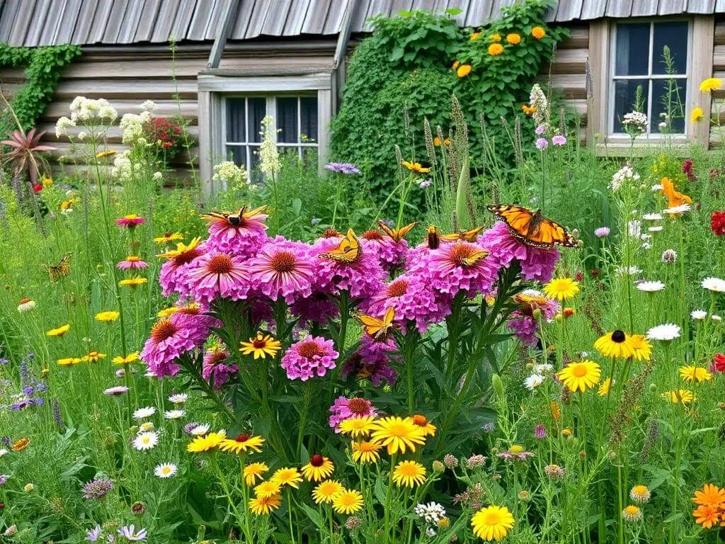 Butterfly bushes in a cottage garden.	