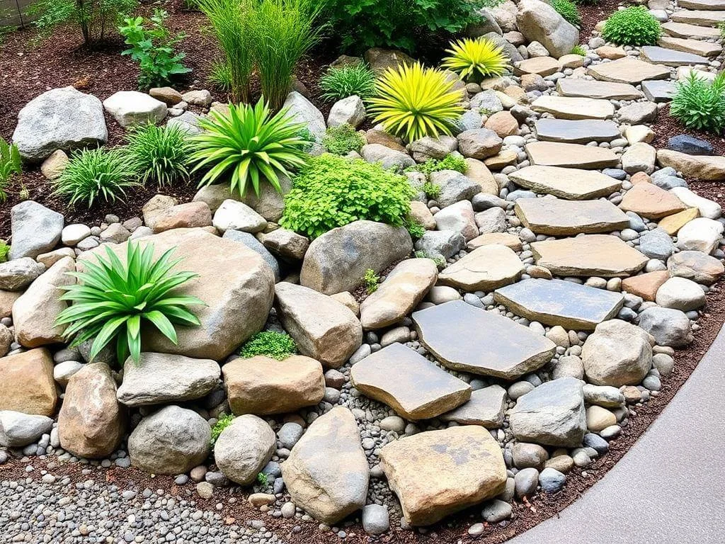 DIY river rock landscaping installation process	