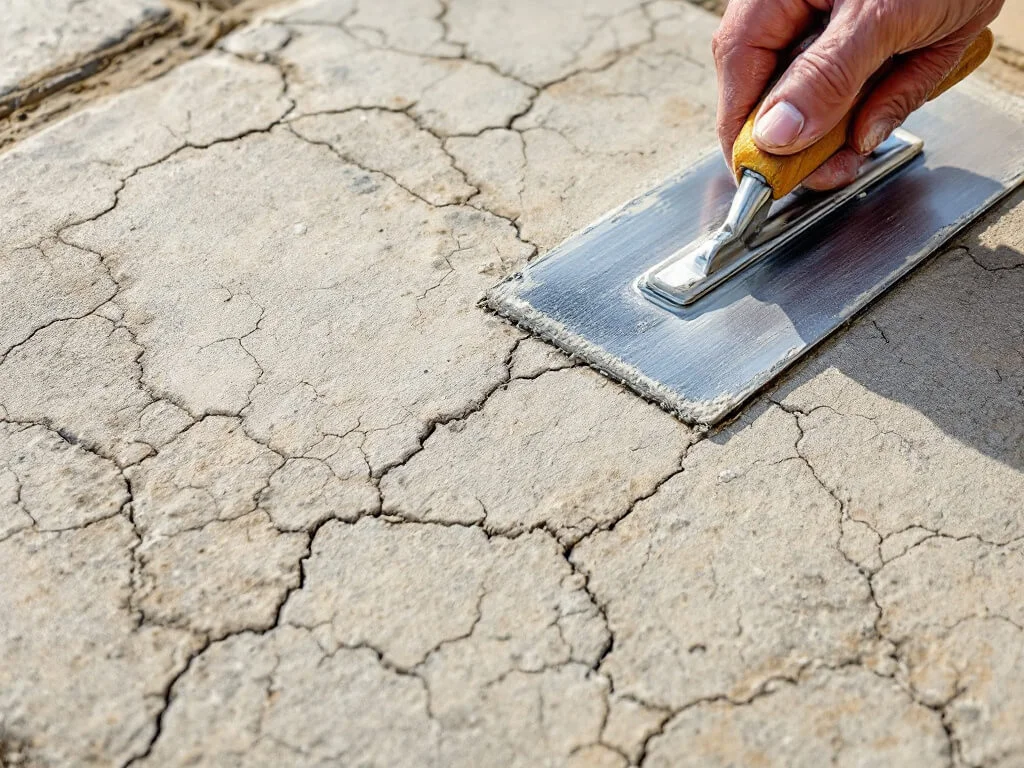 Repairing cracks in hardscaping materials