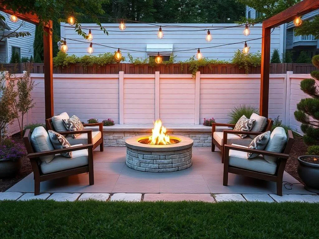 Outdoor Seating with White Stones	