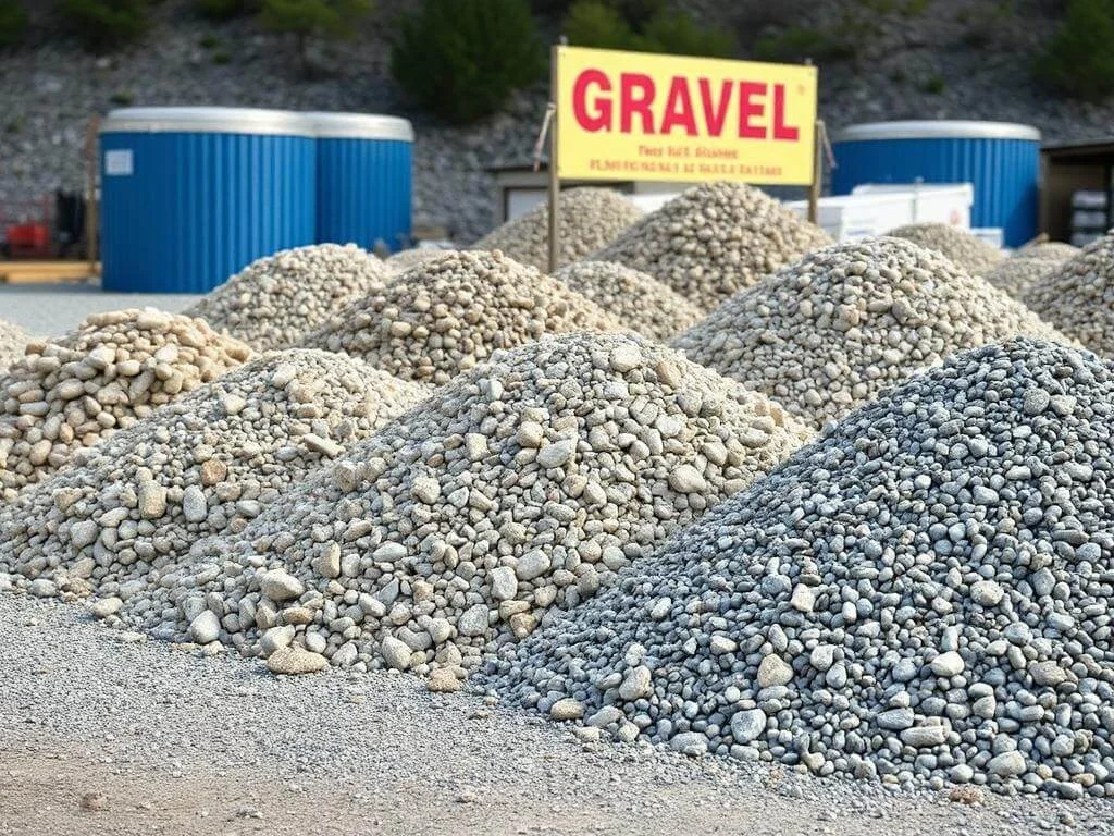 Gravel rock supplier yard.	