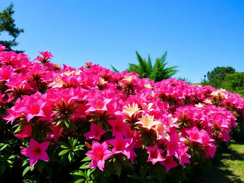 A vibrant azalea garden with blooming flowers