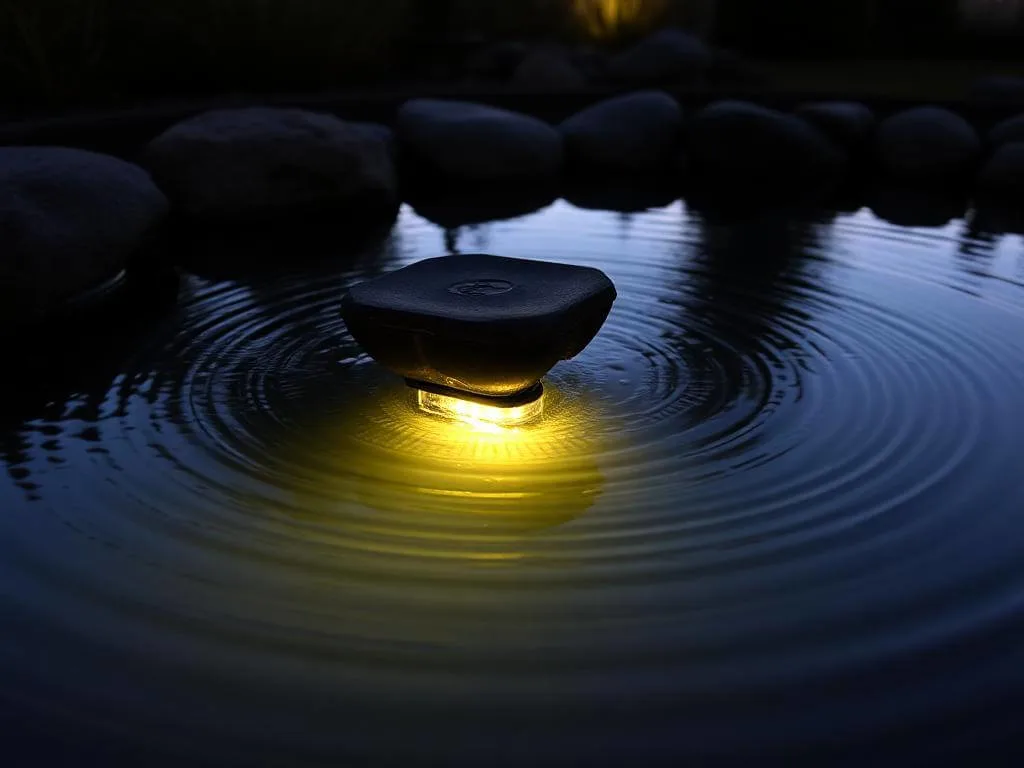 Illuminated water feature at night	