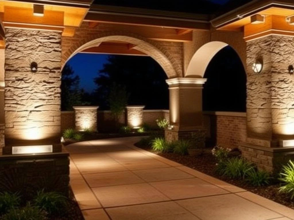 Spotlighting architectural elements at night	