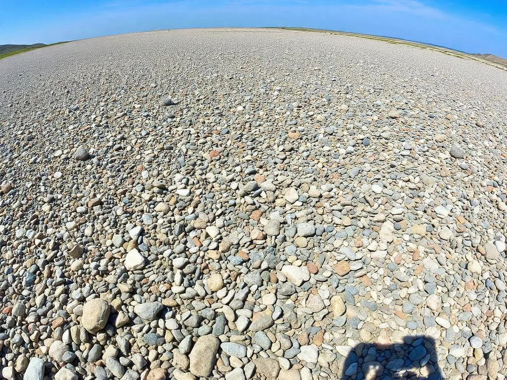 Gravel rock landscape with various types.