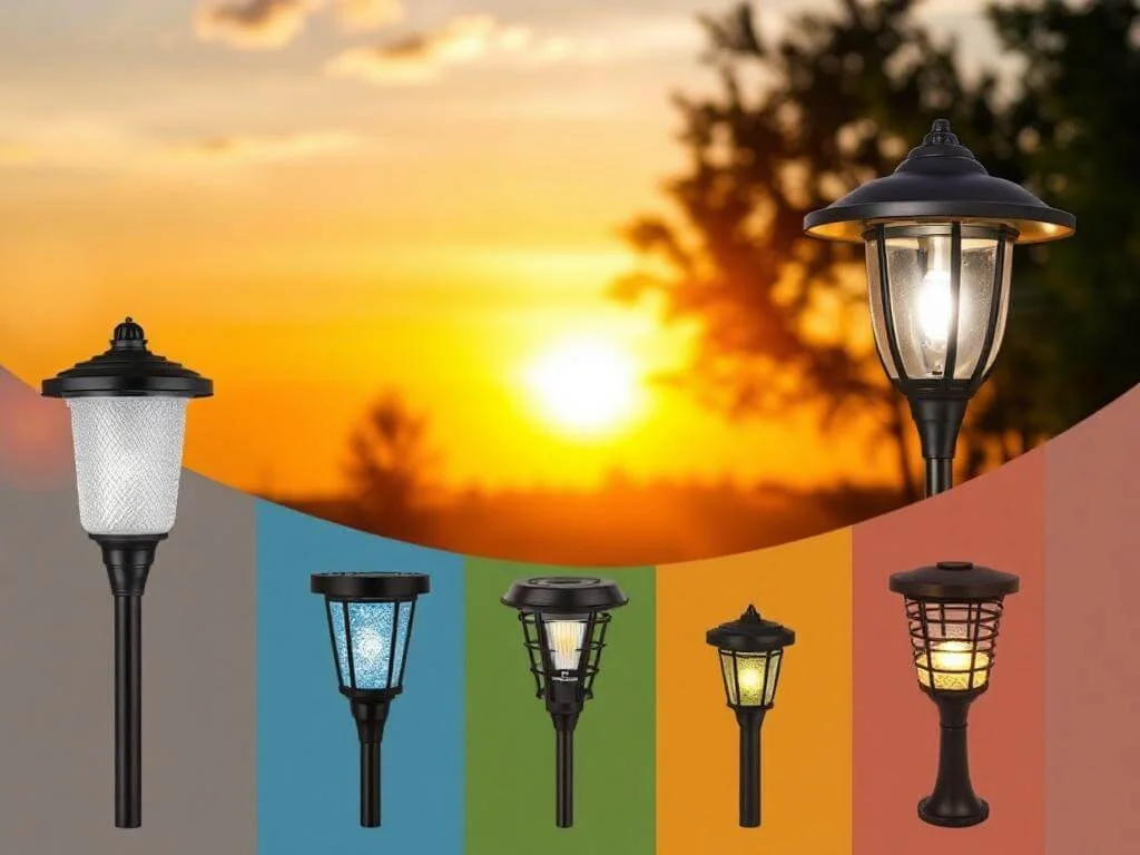 Diagram of various landscaping lighting fixtures and their uses