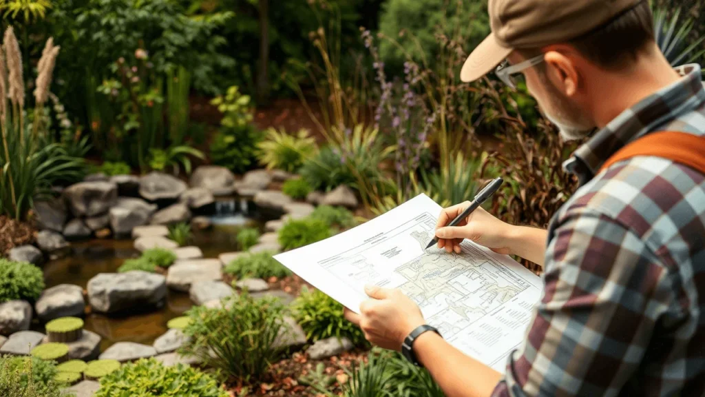 Sketching garden plan	