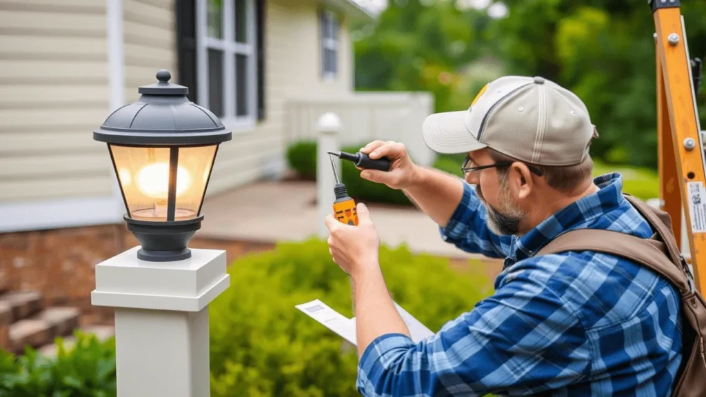 DIY installation of outdoor post lights	