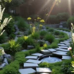 Sunlit natural garden