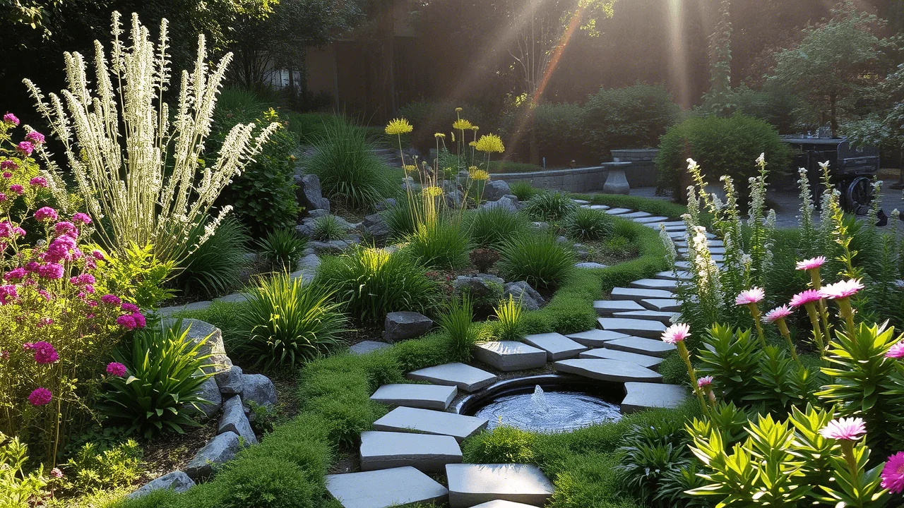 Sunlit natural garden